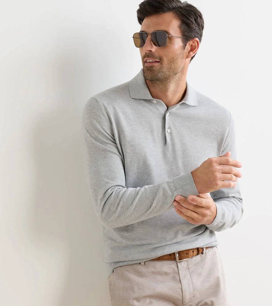 Peter Millar - Mariner Sea Island Cotton Sweater Polo - British Grey
