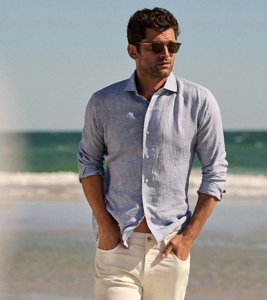 Peter Millar - Astino Lino Check Sport Shirt - Storm