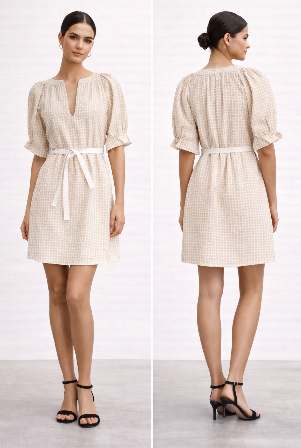 STARKx - Natasha Dress - Tan/White