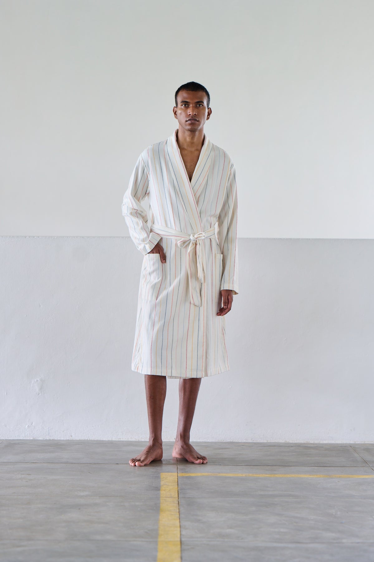 Orignal Madras Trading Co. White Striped Robe