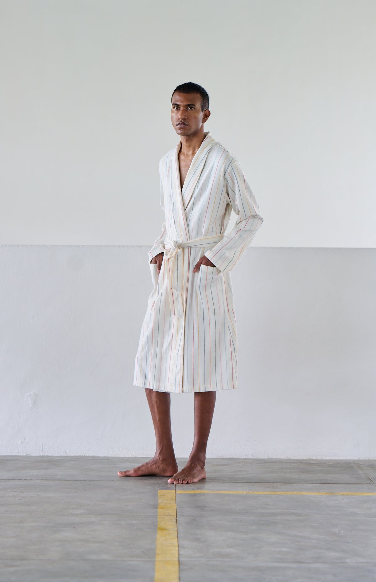 Orignal Madras Trading Co. White Striped Robe