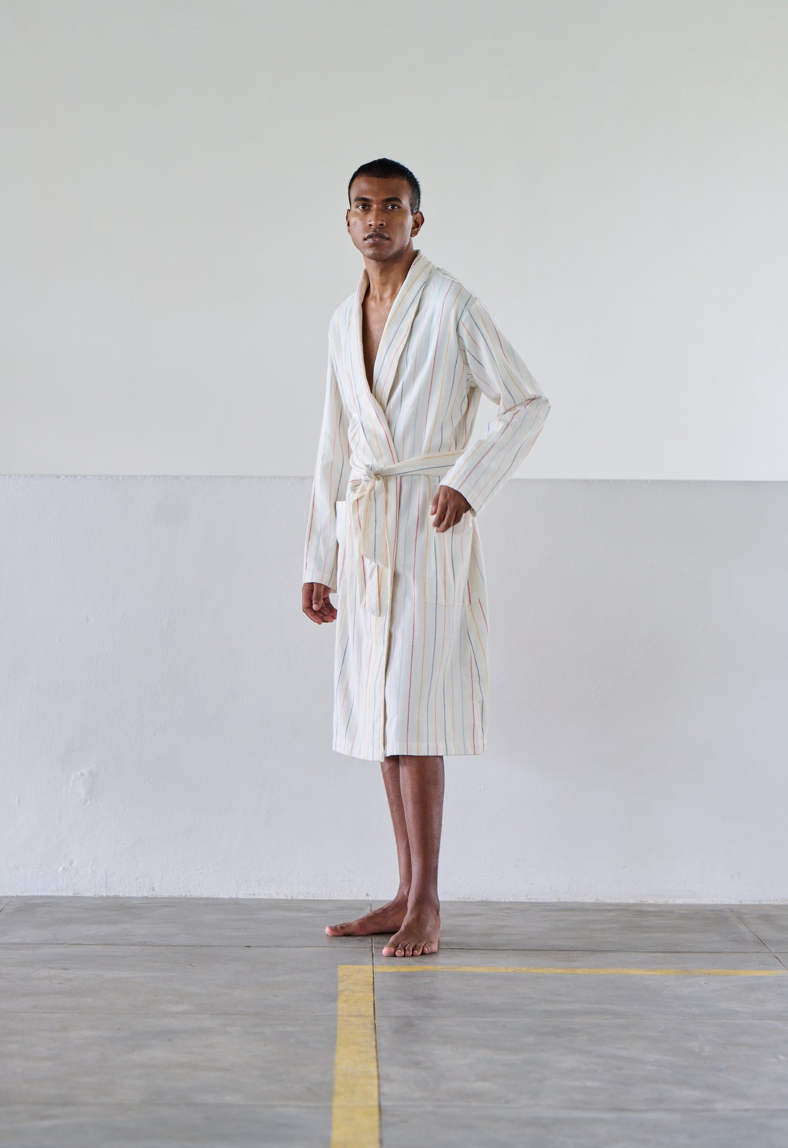 Orignal Madras Trading Co. White Striped Robe
