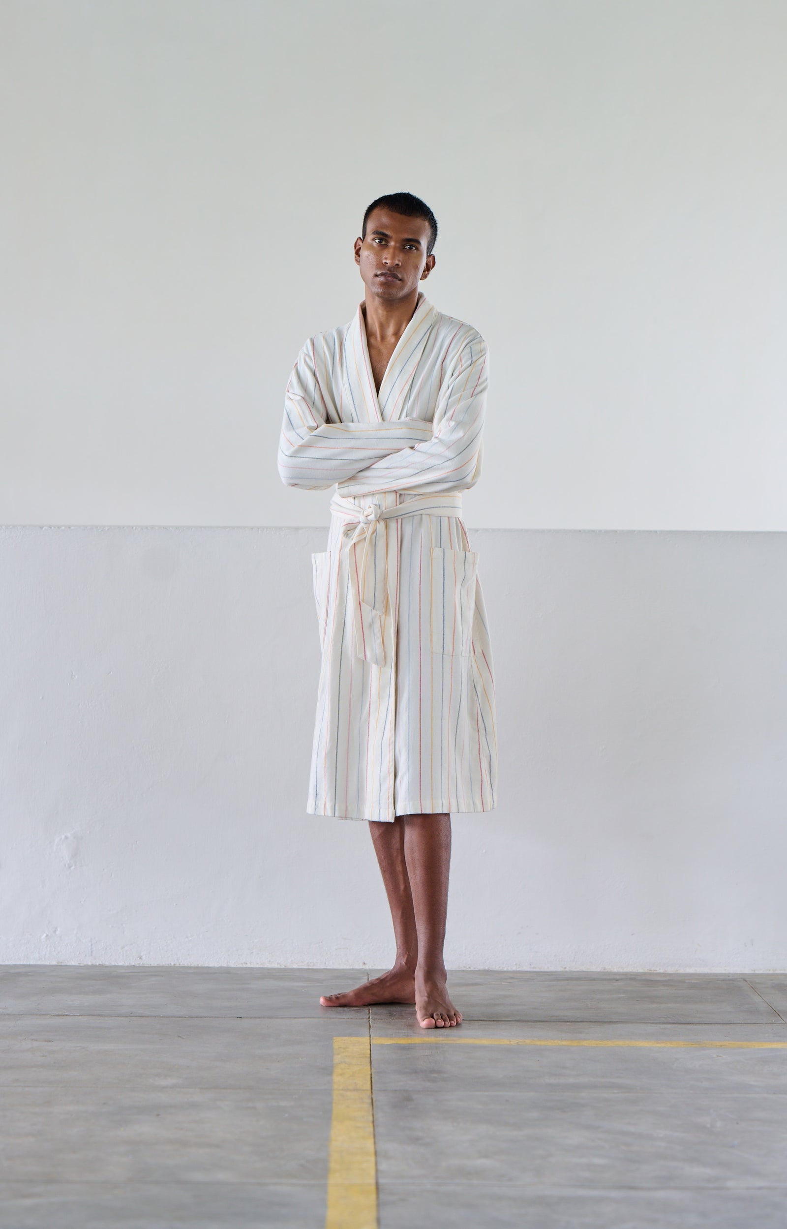 Orignal Madras Trading Co. White Striped Robe