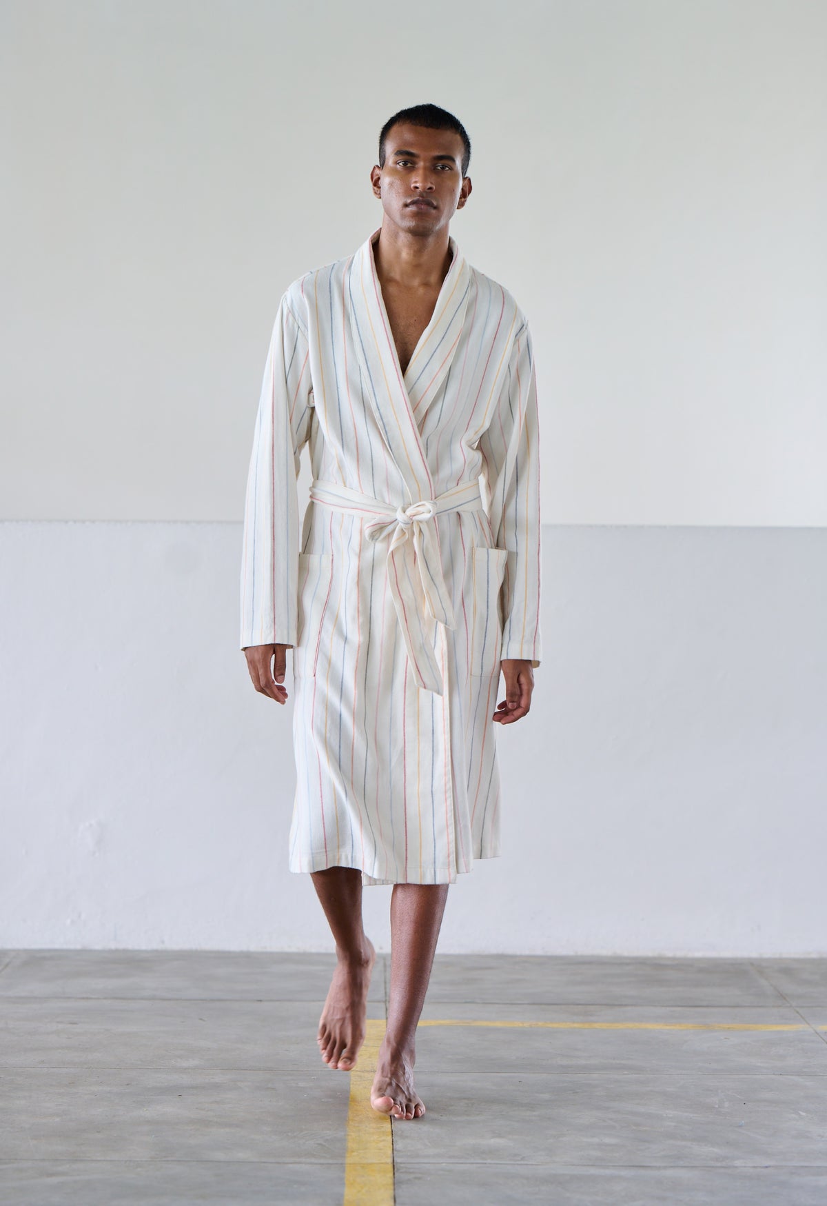 Orignal Madras Trading Co. White Striped Robe