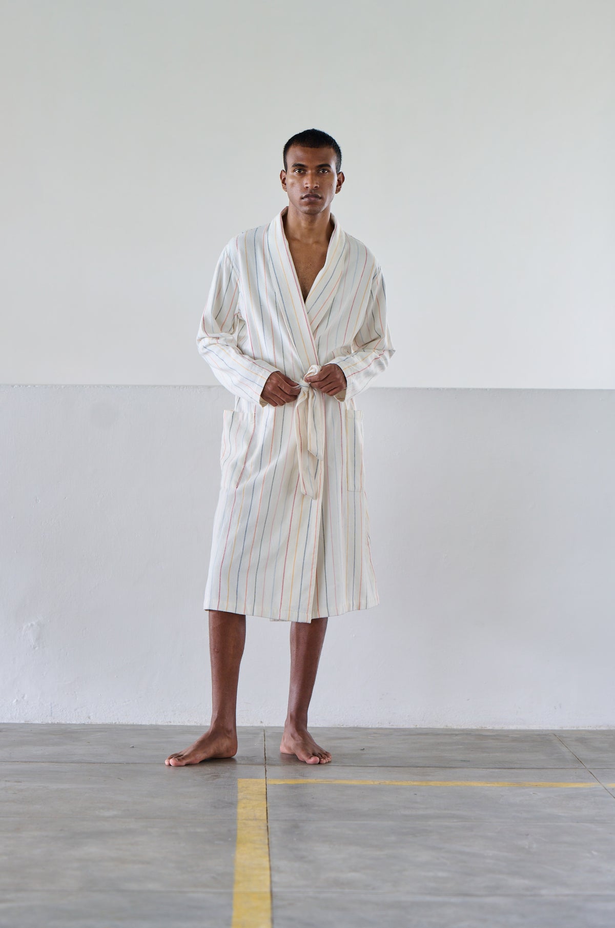 Orignal Madras Trading Co. White Striped Robe