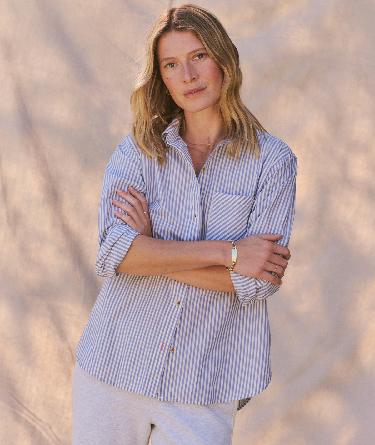 Marine Layer - Jane Relaxed Shirt Cali Poplin - Blue Stripe