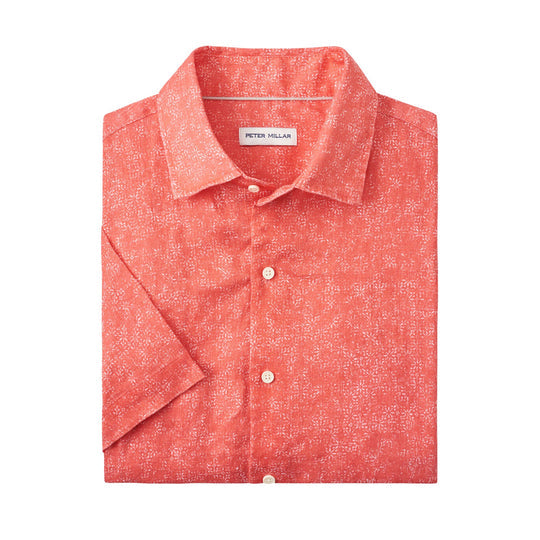 Peter Millar Volta Linen Sport Shirt-Geranium