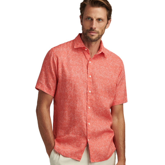 Peter Millar Volta Linen Sport Shirt-Geranium