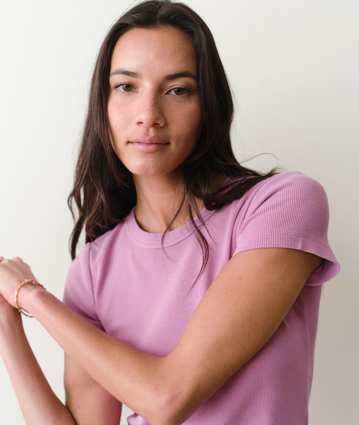 Marine Layer - Lexi Rib Sun-In Crew Tee - Faded Mauve