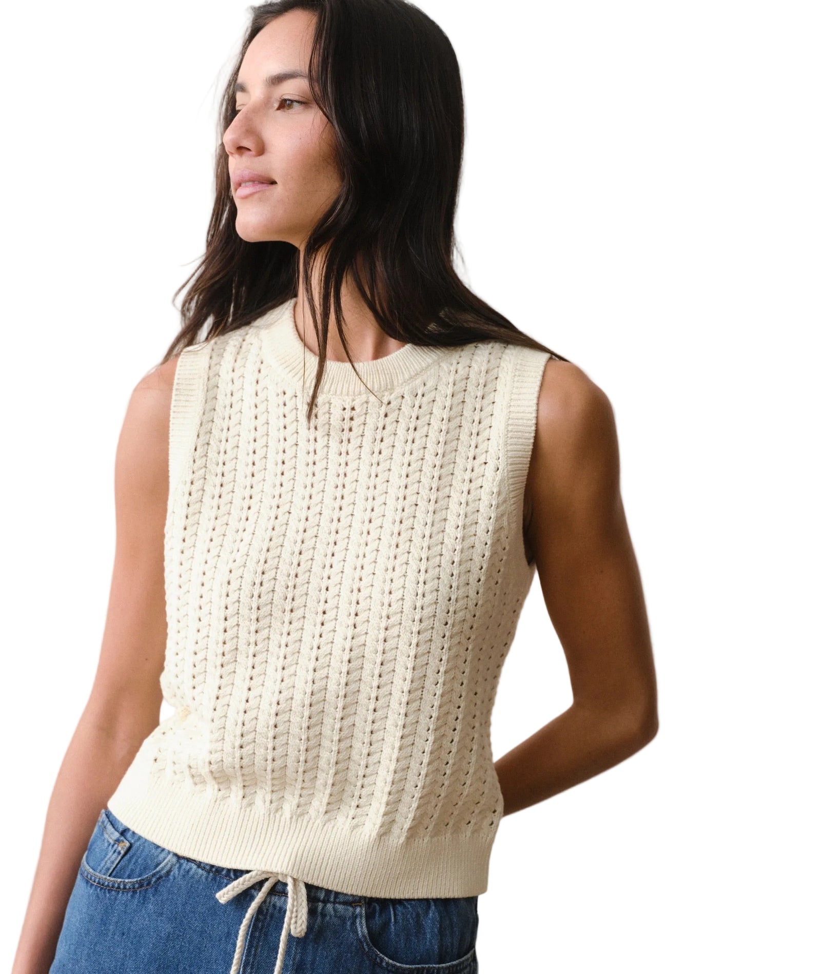 Marine Layer - Mina Pointelle Sweater Tank - Cream