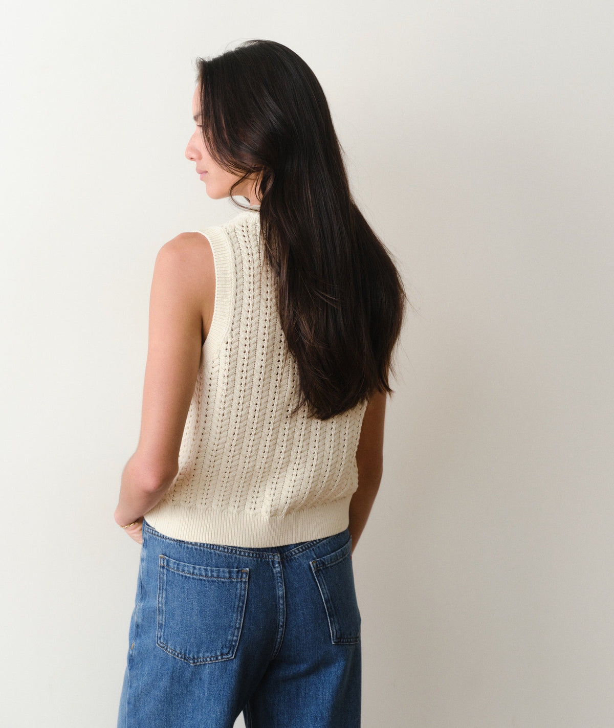 Marine Layer - Mina Pointelle Sweater Tank - Cream