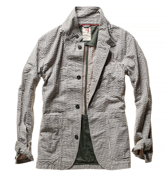 Relwen TROPICAL TRAP BLAZER -SAND/GREY SEERSUCKER