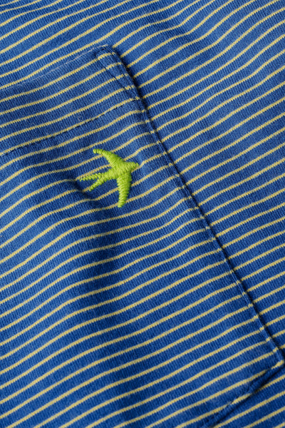 Relwen RINGSPUN POCKET TEE-ROYAL/YELLOW STRIPE