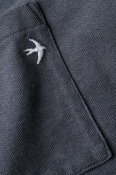 Relwen PIQUE LONG SLEEVE POCKET CREW-SLATE NAVY HEATHER