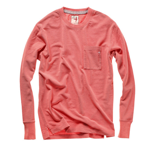 Relwen PIQUE LONG SLEEVE POCKET CREW-SUNSET HEATHER