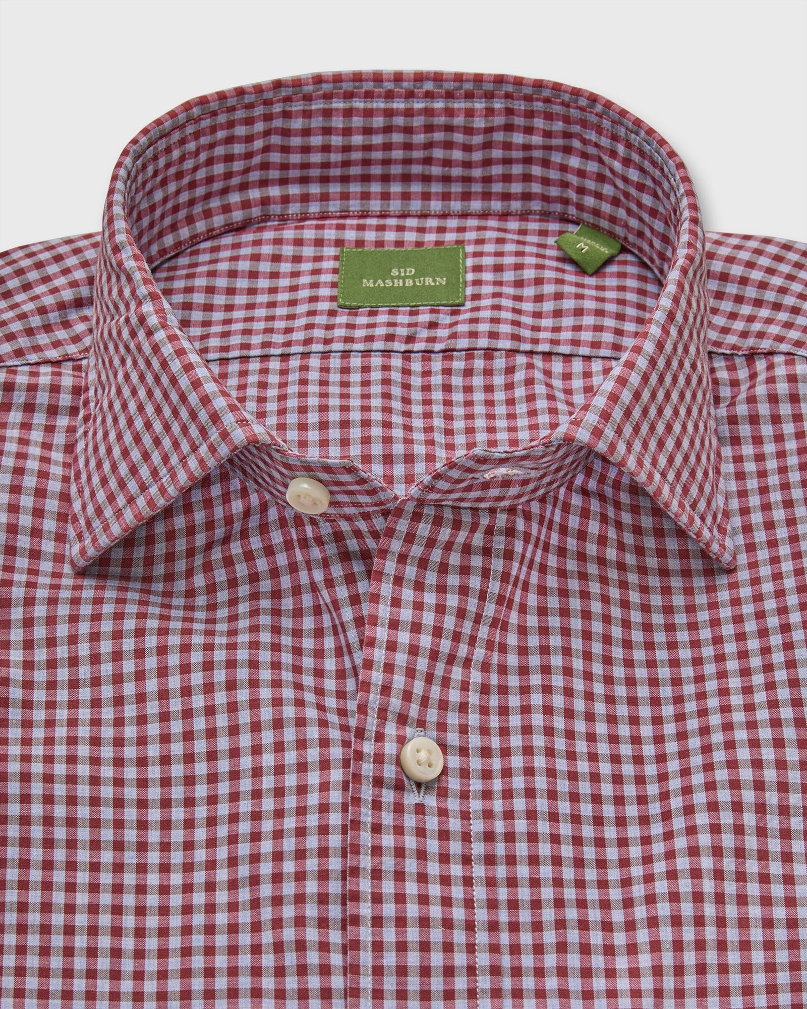 Sid Mashburn Spread Collar Sport Shirt - Heather Sky/Garnet Gingham