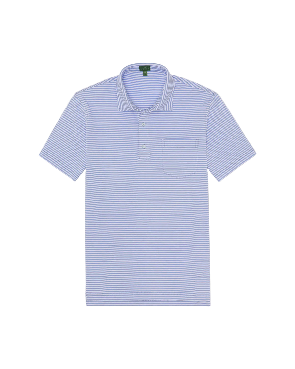 Sid Mashburn - Short Sleeve Striped Pima Polo - Light Blue/White