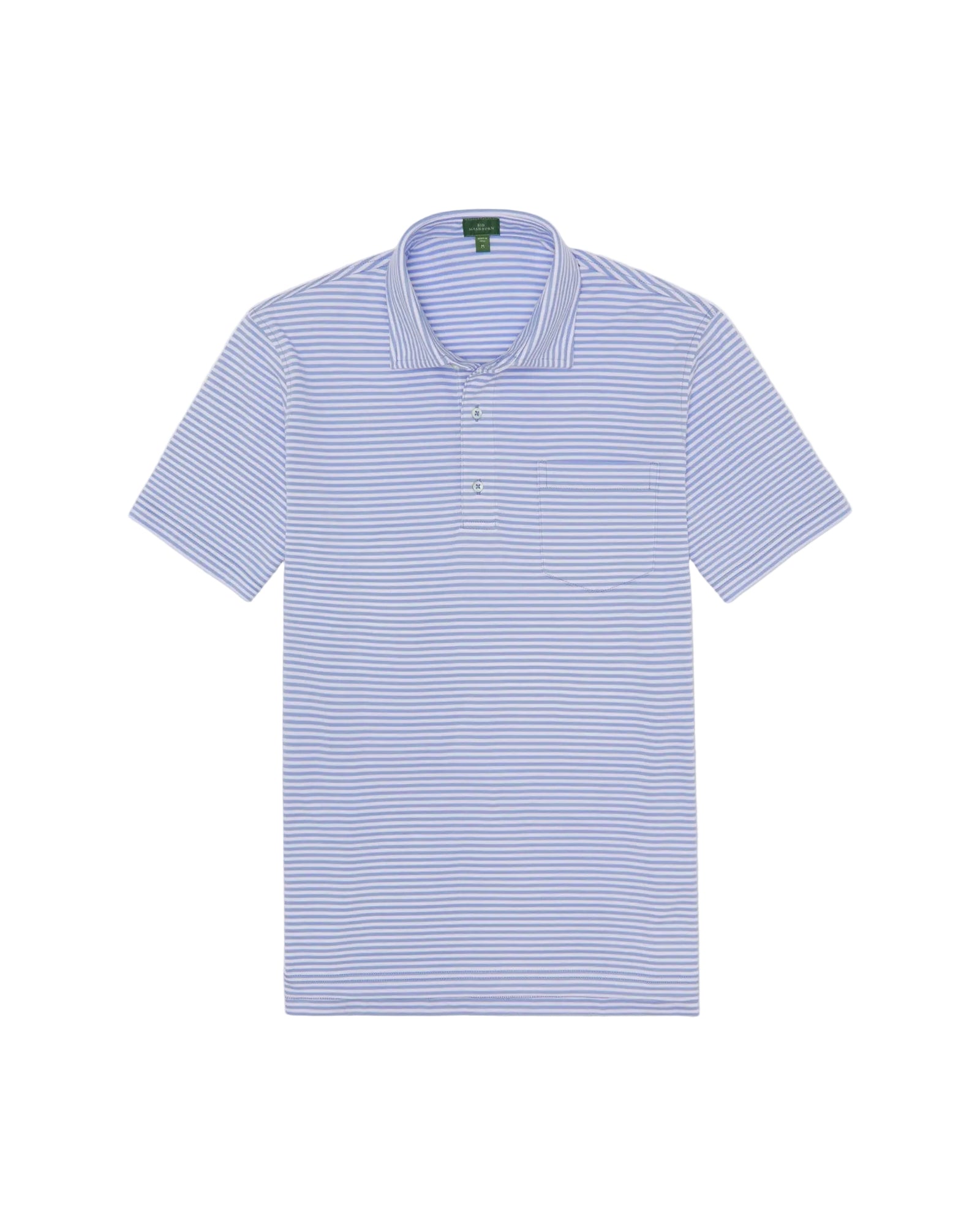Sid Mashburn - Short Sleeve Striped Pima Polo - Light Blue/White