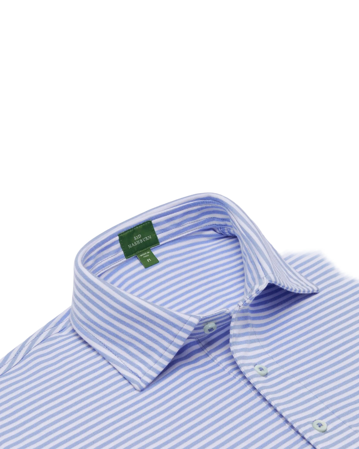 Sid Mashburn - Short Sleeve Striped Pima Polo - Light Blue/White