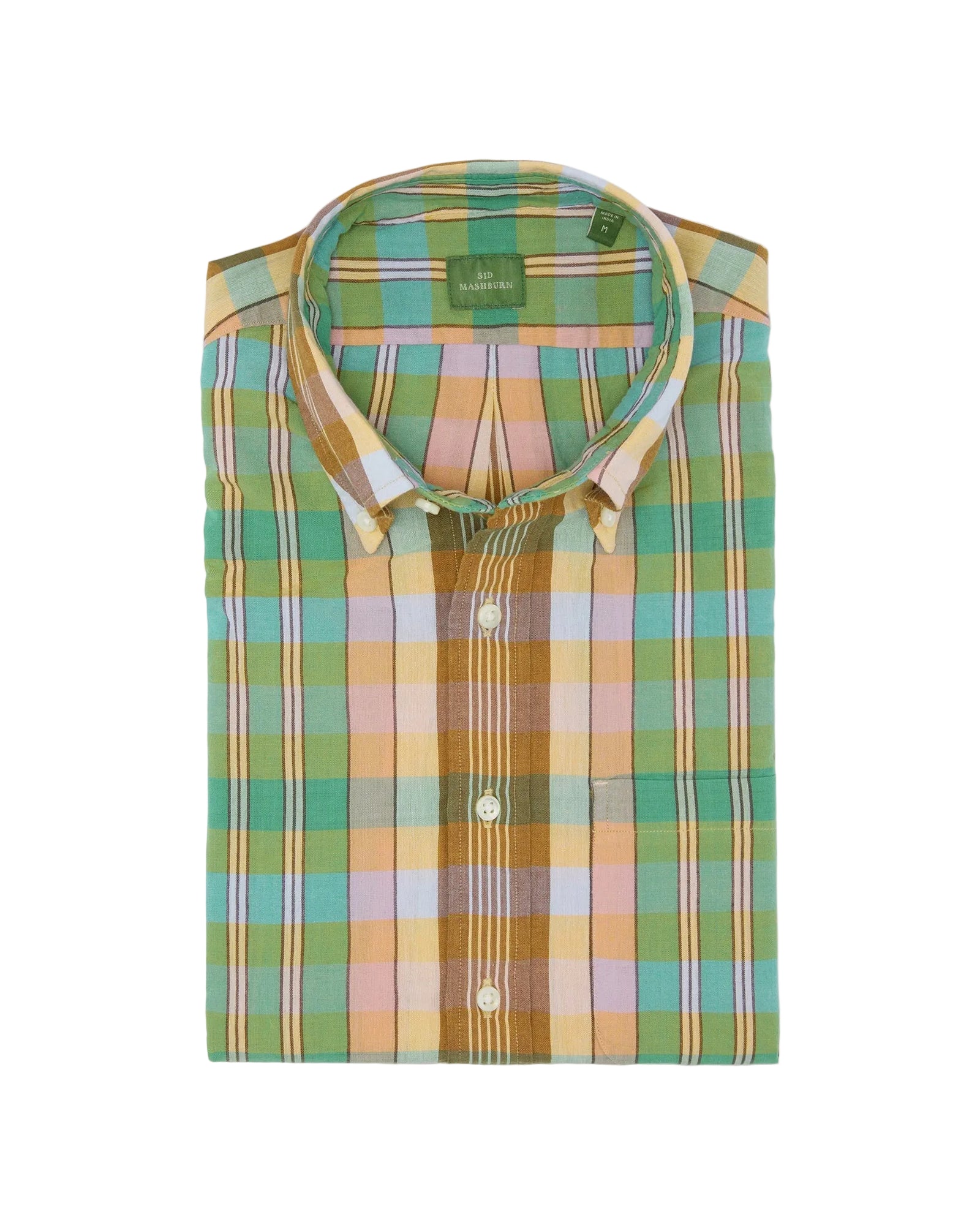 Sid Mashburn Sport Shirt - Mango/Green/Brown Madras