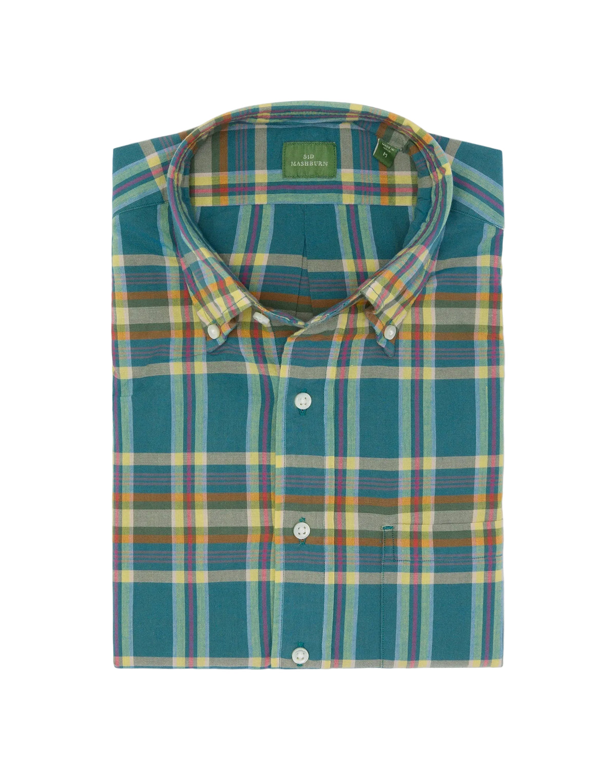 Sid Mashburn Button Down Sport Shirt - Bluegrass/Yellow/Berry Madras