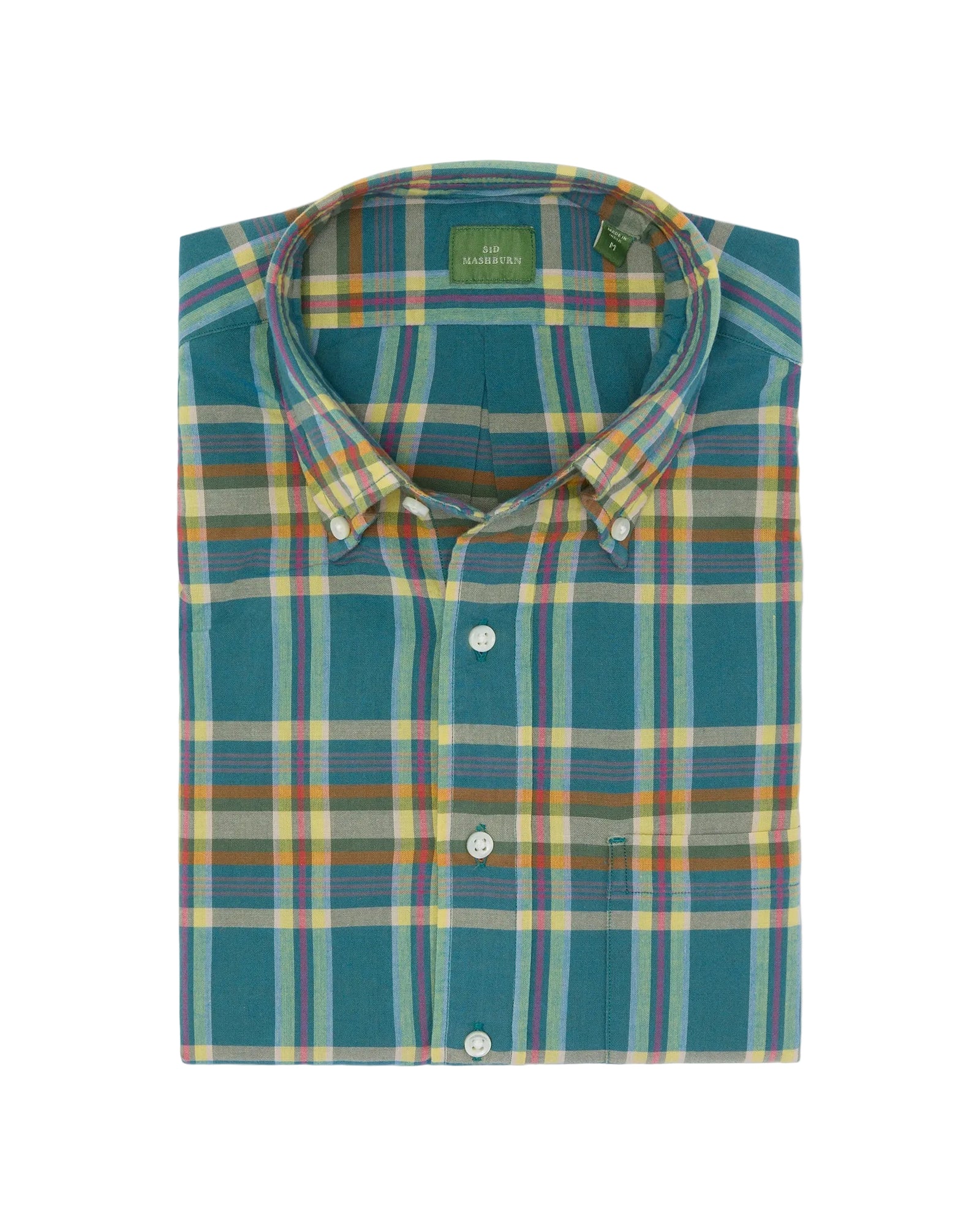 Sid Mashburn Button Down Sport Shirt - Bluegrass/Yellow/Berry Madras