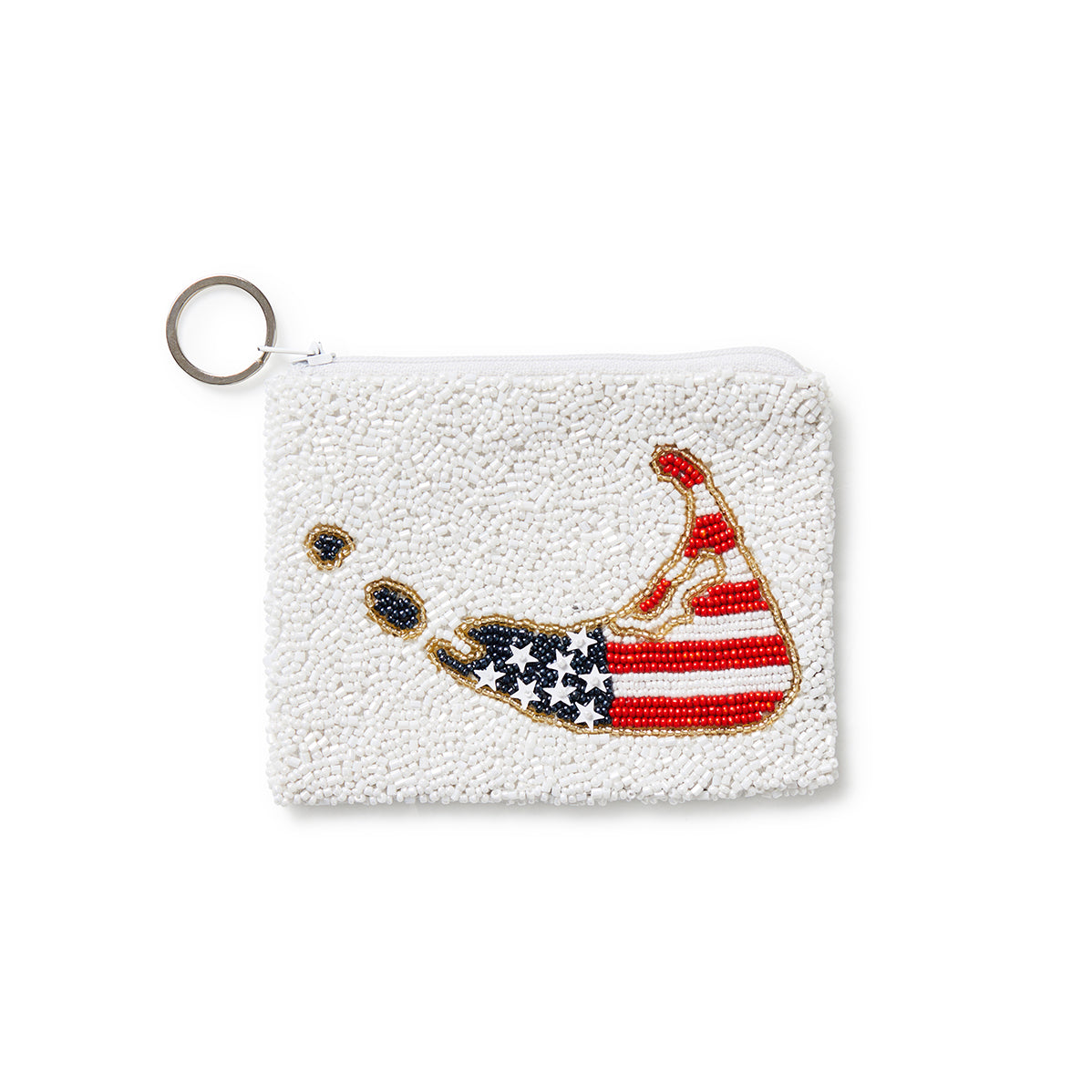 Beaded Coin Purse Nantucket Island w/ US Flag Island Fill