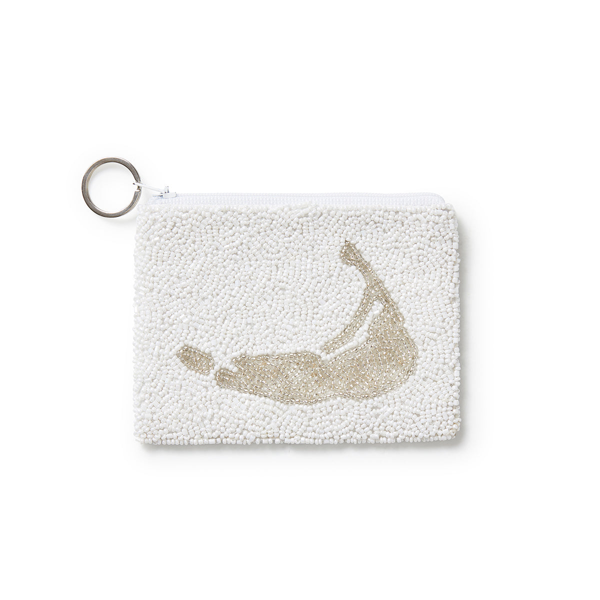 Beaded Coin Purse Nantucket Island Shape White/Silver