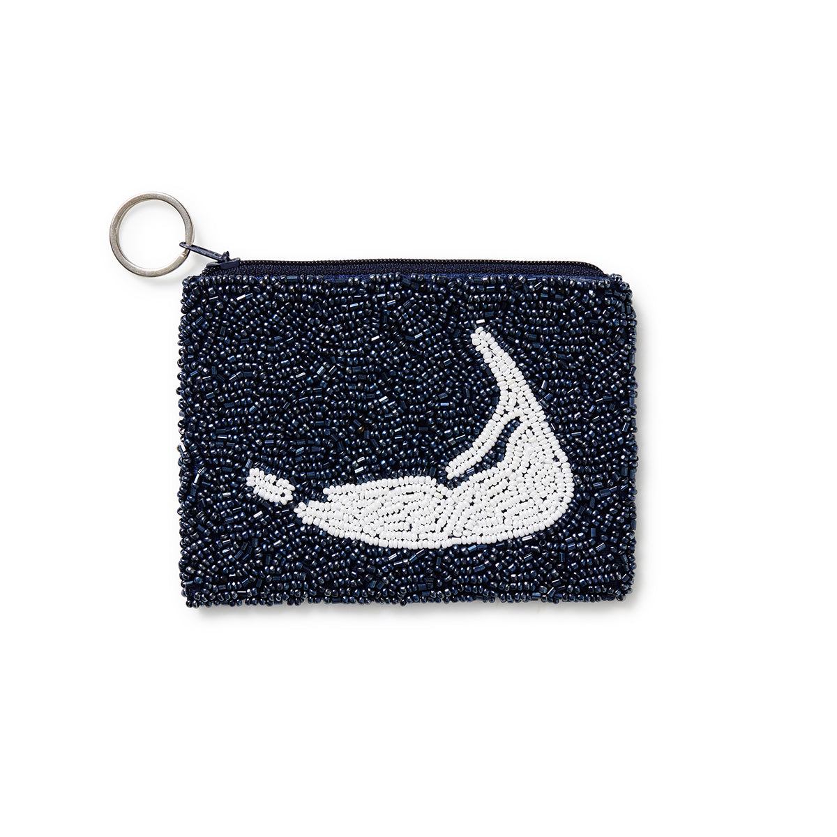 Beaded Coin Purse Nantucket Island Shape Navy/White