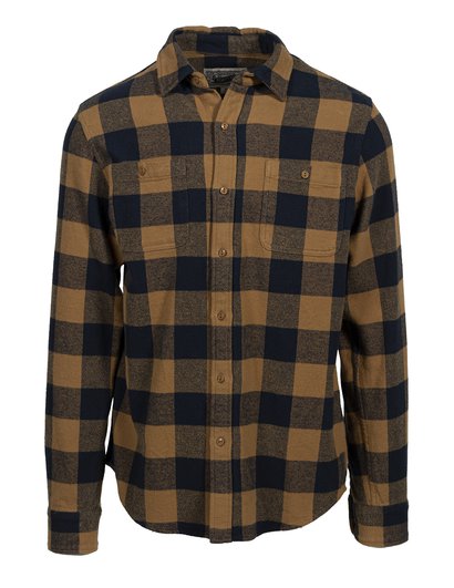 Schott NYC Plaid Cotton Flannel Shirt - Gold/Navy