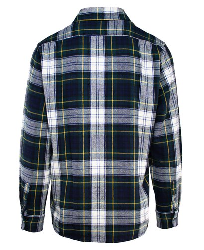 Schott NYC 青白チェックネルシャツ Schott NYC Plaid Cotton Flannel Shirt - White/Navy/Hunter