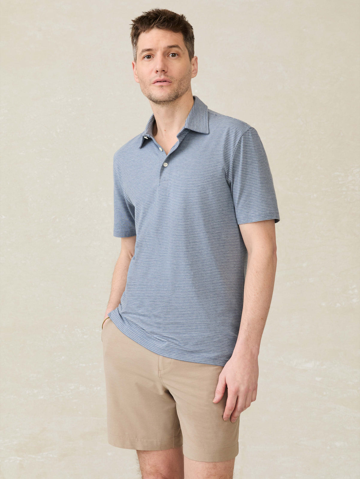 Faherty Short-Sleeve Movement Polo Shirt - Azure Beach Stripe