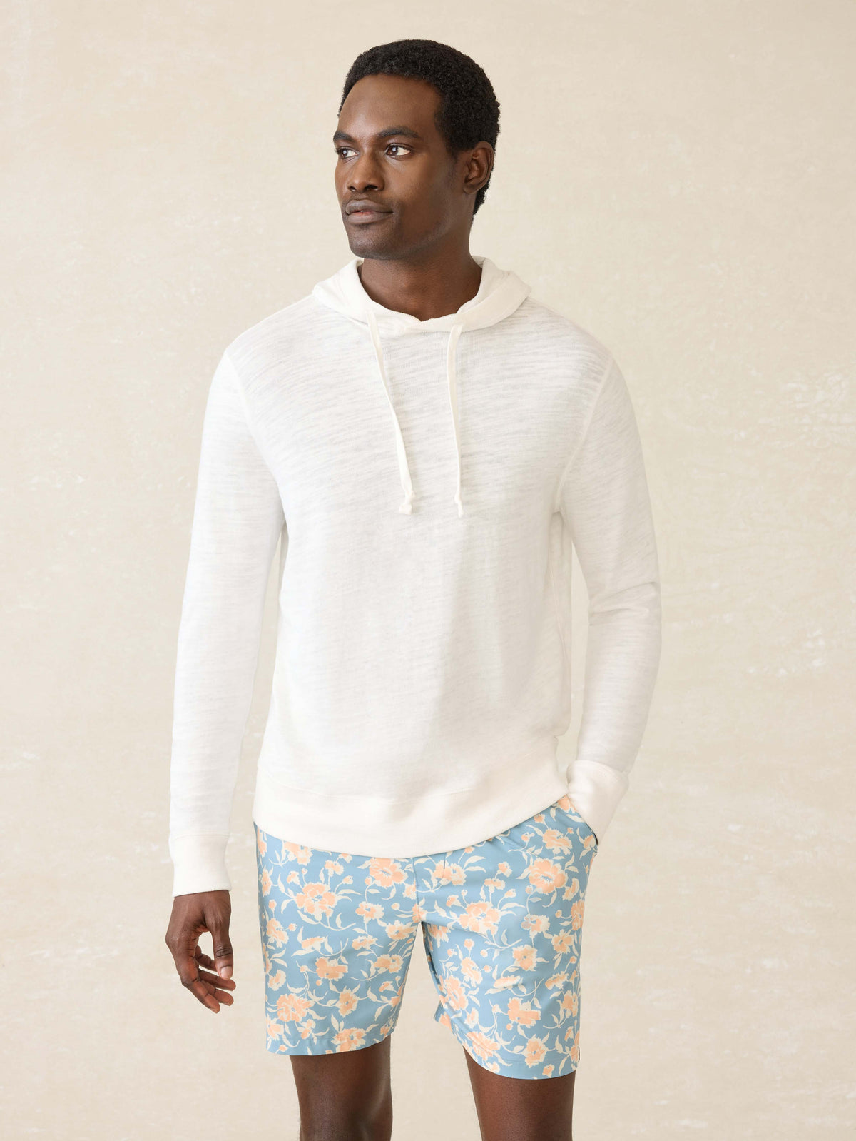 Faherty Sunwashed Slub Hoodie - White