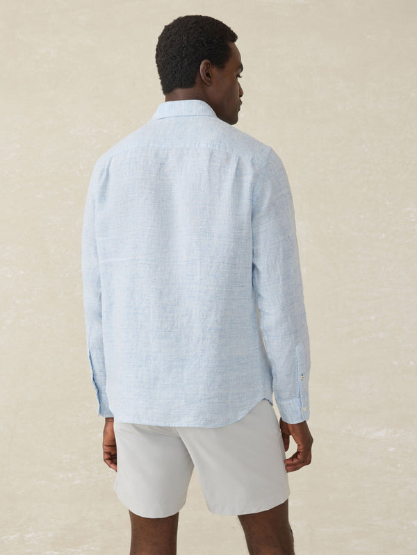 Faherty Laguna Linen Shirt - Light Blue Melange