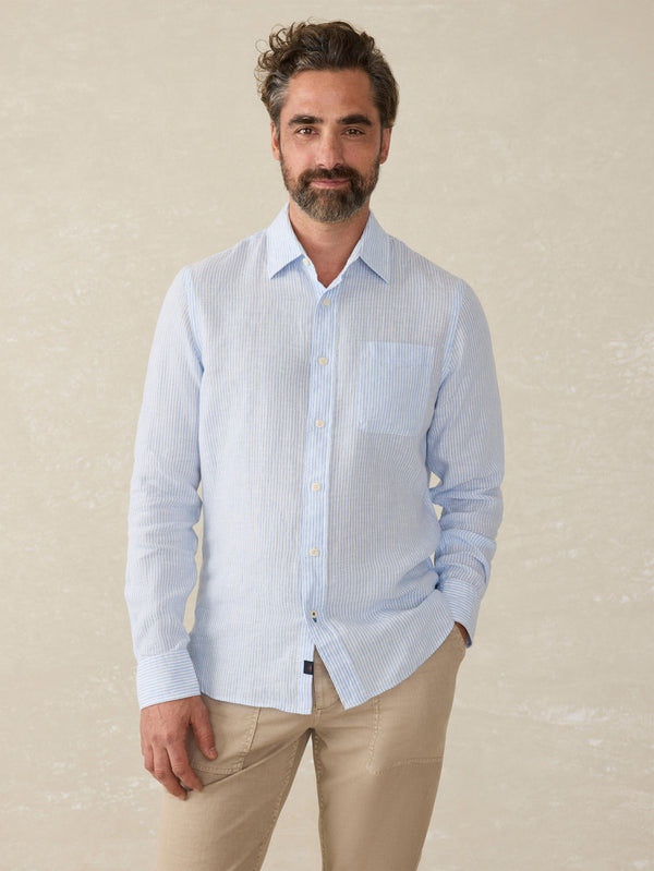 Faherty Laguna Linen Shirt - Summer Classic Stripe