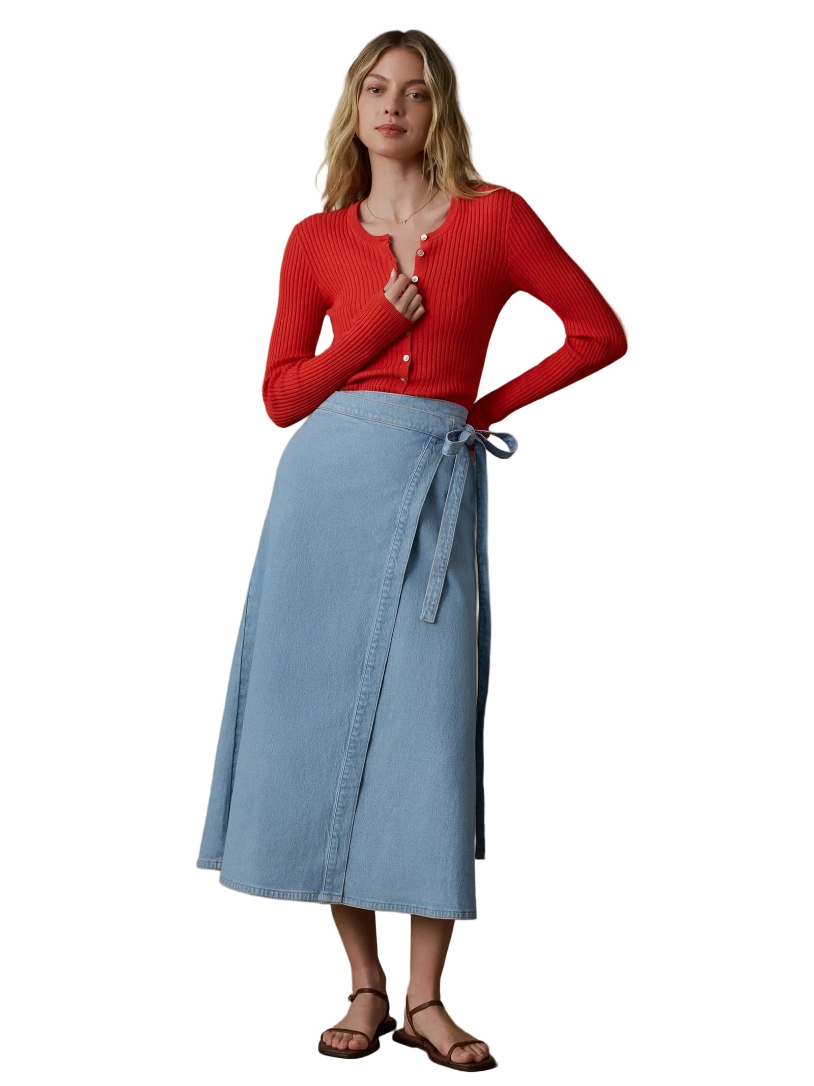 Faherty - Solstice Denim Wrap Skirt - Bay Drift Wash