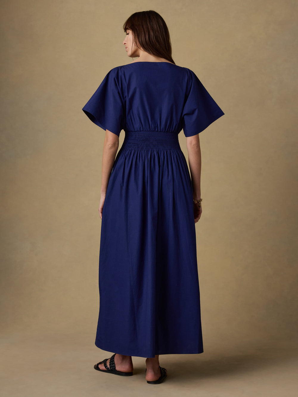 Faherty - Coastal Poplin Elia Smocked Dress - Ocean Cavern