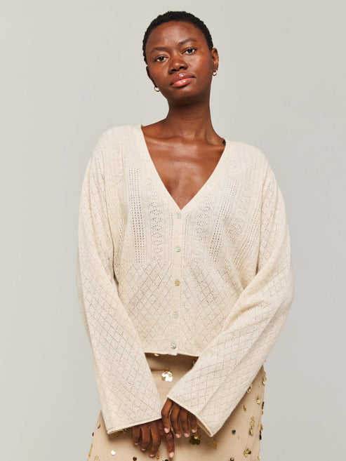 Brodie Cashmere Summer Stitch Cardigan Cygnet