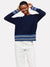 Brodie Cashmere Mini Stripe Pearl Crewneck Sweater Navy