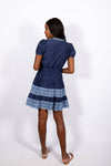 Sail to Sable Puff Sleeve Cinched Dress Navy/Placid