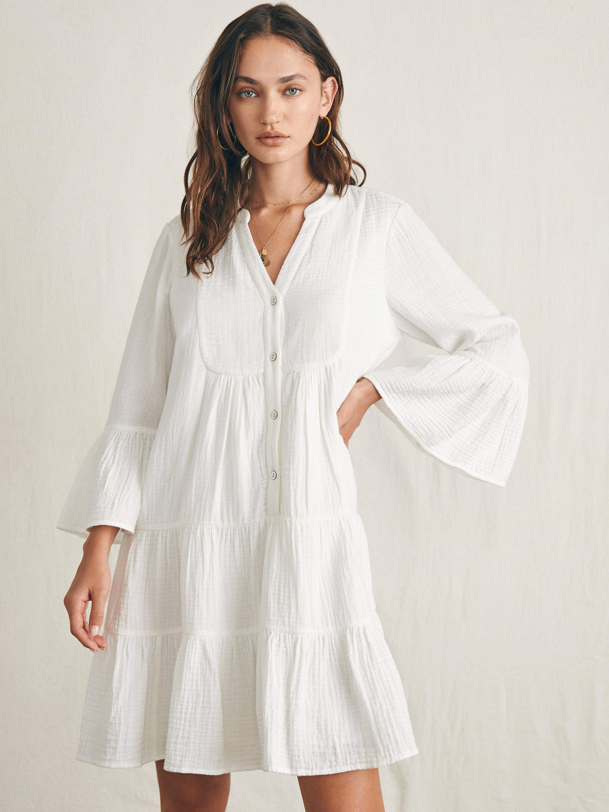 Faherty Dune Cotton Guaze Kasey Dress White