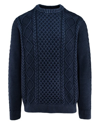 Schott NYC Stonewash Cotton Cable Crew - Navy