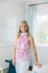 Sail to Sable Cowl Neck Top CK Bradley Pink Print