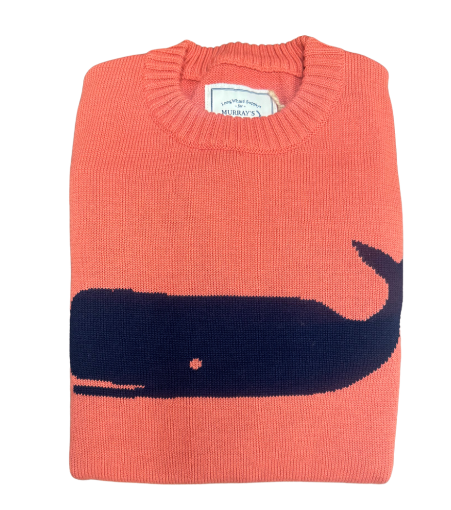 Longwharf Supply Co x Murray's Toggery Shop - Nantucket Whale SeaWell® Women's Sweater - Nantucket Red