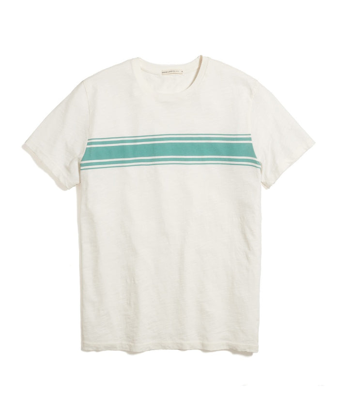 Marine Layer SLUB CHEST STRIPE TEE-WHITE