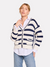 Brodie Wispr Stripe Crop Cardigan Sweater White/Navy Stripes