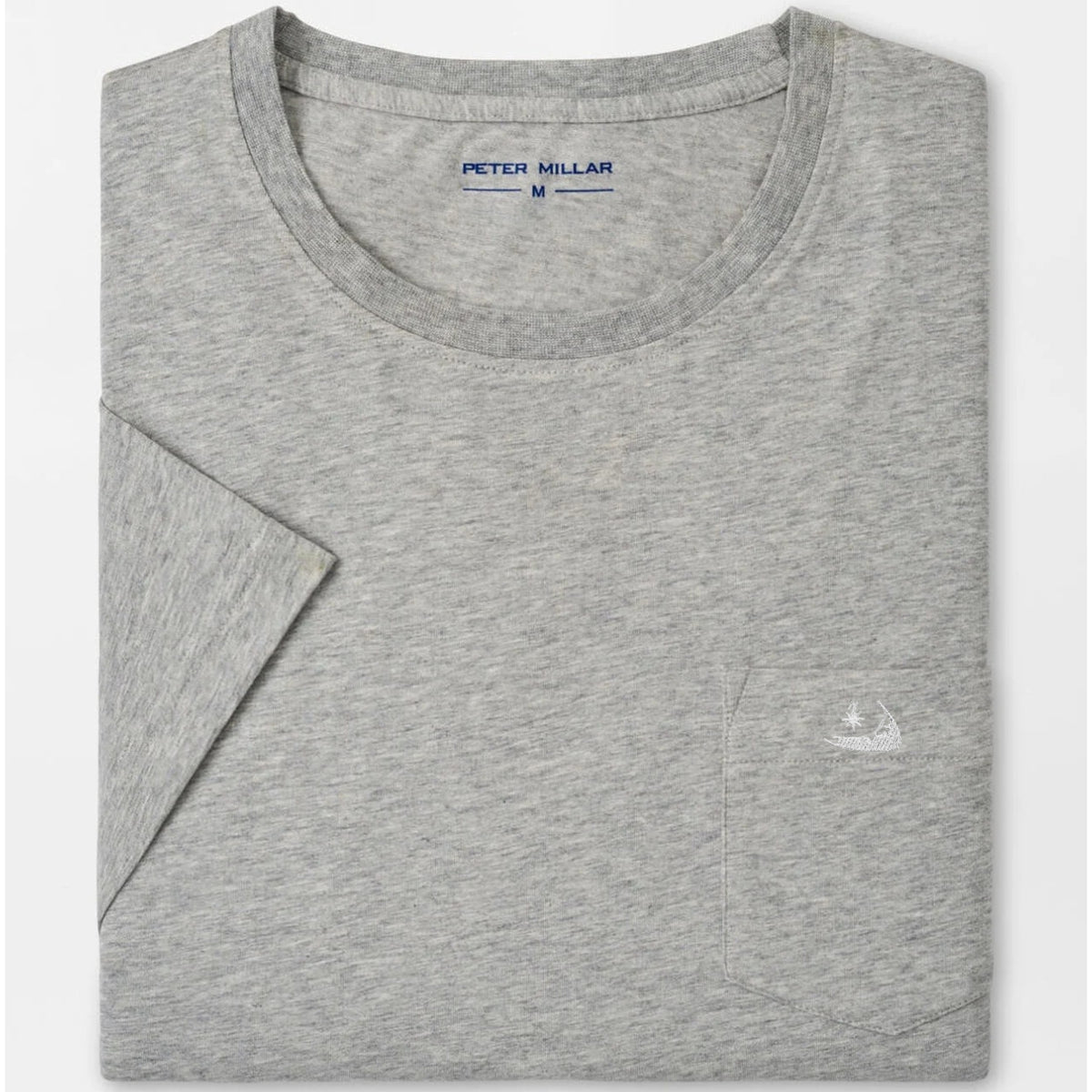 Peter Millar Crown Comfort Heathered Short-Sleeve Pocket Tee- Coastal Gray w/ Island