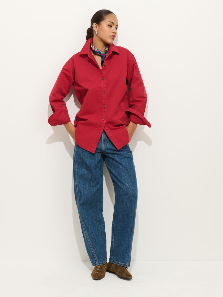 Alex Mill Mercer Faye Shirt Cotton Twill Dark Red Cranberry