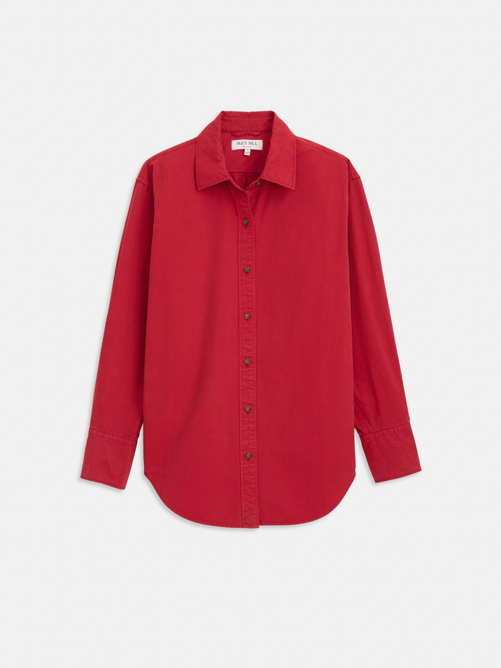 Alex Mill Mercer Faye Shirt Cotton Twill Dark Red Cranberry