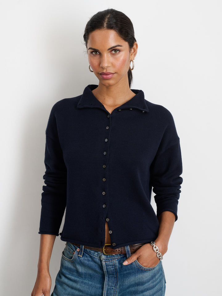 Alex Mill Taylor Rollneck Cardigan Sweater Navy